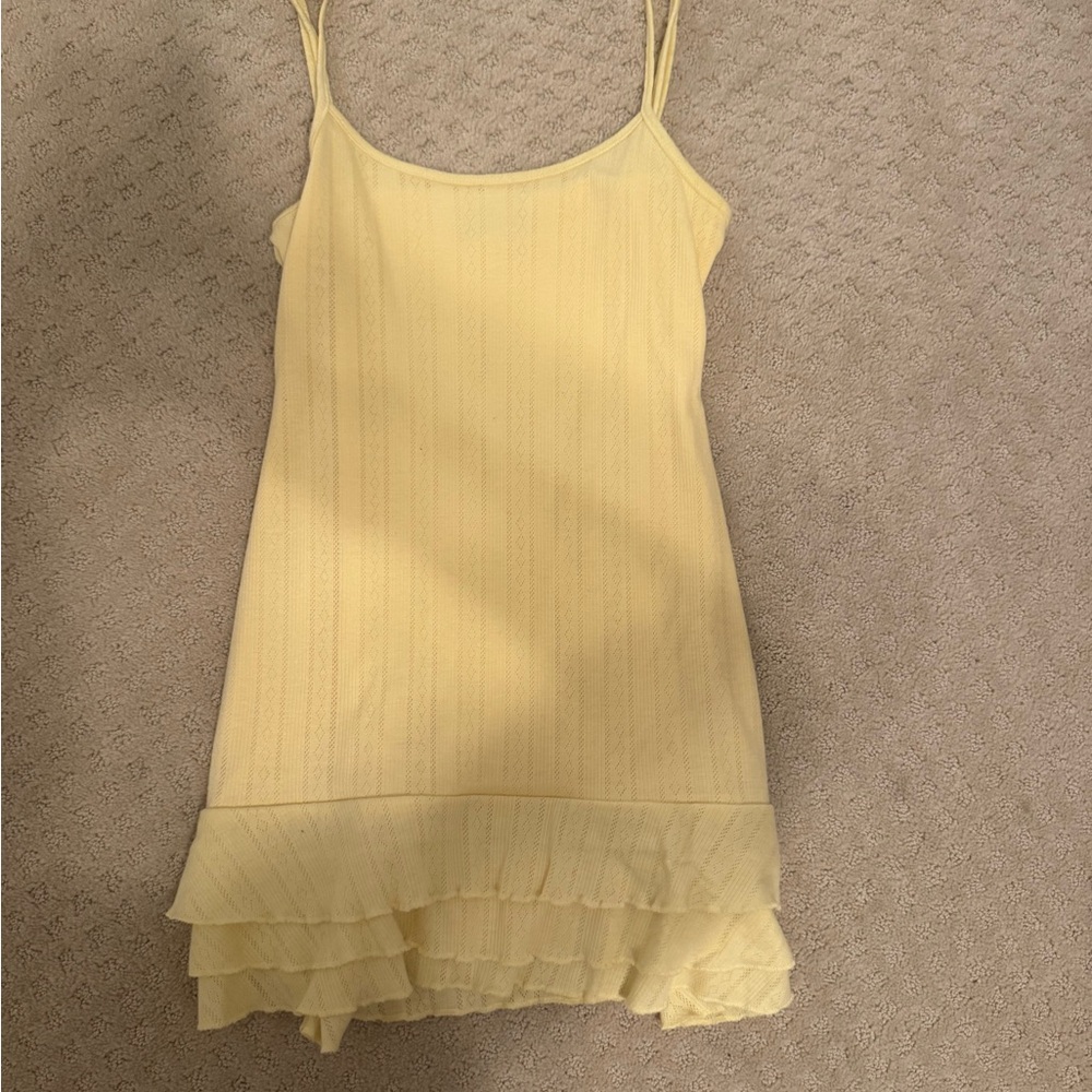 Edikted Light Yellow Ruffle Hem Dress